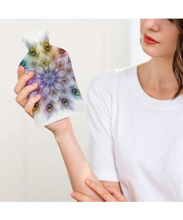 Peacock Feathers Hot Water Bottle - Colorful Rubber Pain Relief Bag for Cramps & Foot Warmer - Hot & Cold Therapy - Buy Online on GoSupps.com
