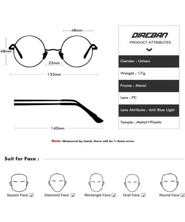 Monond HlpiAMok SPPRANDOM Yasirona Light Blocking Glasses Retro Circle Eyeglasses Round Computer Reading Glasses (Gold) - Buy Online on GoSupps.com