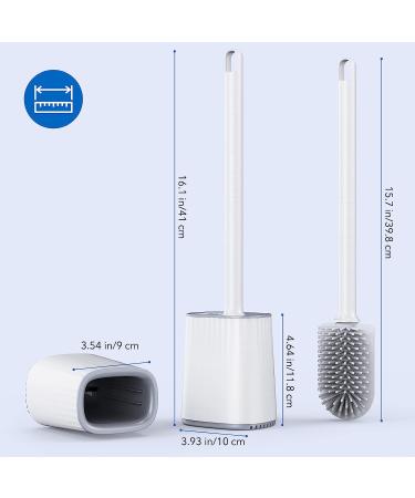 Toilet Bowl Brush and Holder Set - 2 Pack | Silicone Bristles, Ventilated Holder | Deep Cleaning Toilet Cleaner Brush in White - Buy Online on GoSupps.com