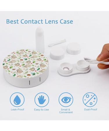 Baby Animals Sloth Round Case For Contact Lens Kit Storage Box with Mirror Printed - Buy Online on GoSupps.com