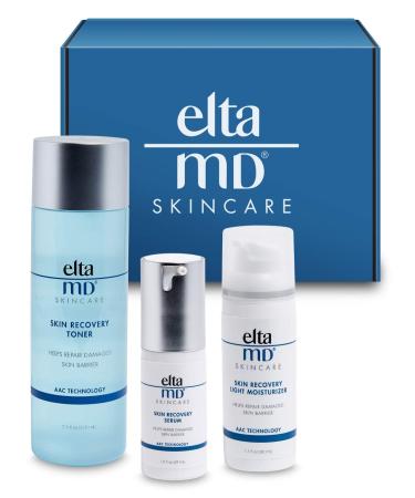 EltaMD Skin Recovery System Facial Skin Care Set includes Gentle Essence Toner  Serum and Light Moisturizer  3-Piece Set