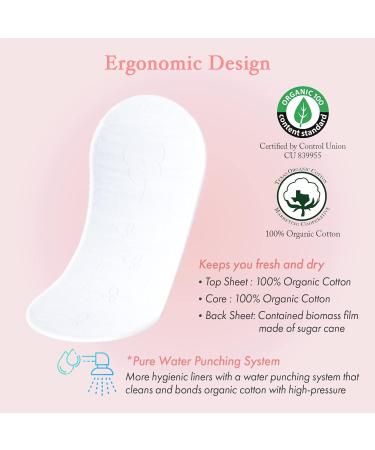 Organic Cotton Panty Liners 40 Count - Light Absorbency, Chlorine Free, Unscented & Hypoallergenic - Buy Online on GoSupps.com