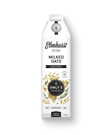 Elmhurst 1925 Milked Oats Sweetened Oat Milk, Dairy Free, Vegan, 32 Ounce (Pack of 6)