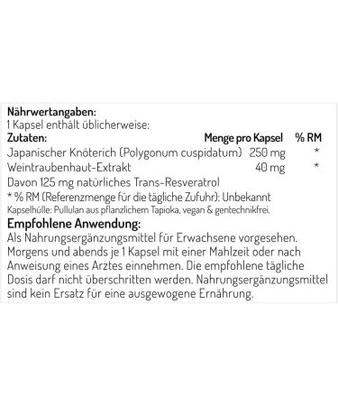 Trans-Resveratrol 180 Capsules - 3 Month Supply | Pure No Additives Maximum Benefits - Buy Online on GoSupps.com