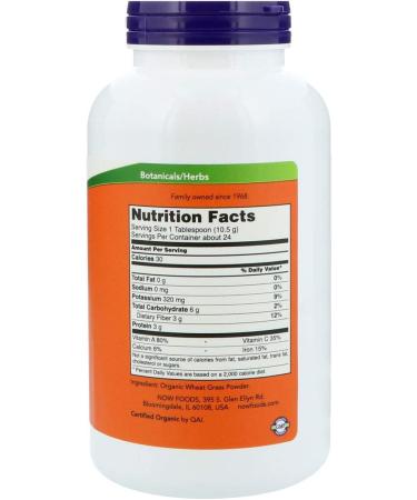 Buy Now Foods Certified Organic Wheat Grass Powder - 9 oz (255 g) | Superfood for Health - Buy Online on GoSupps.com