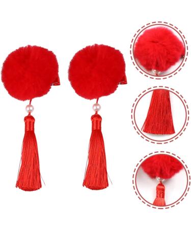 Beavorty 15 Pairs Tassel Hair Ball Hair Clip Chinese Hair Stick Hanfu Hair Clip Kids Hair Barrettes Hair Accessories for Girls Girl Child Modeling Artificial Fur Tassel Fur Ball Red - Buy Online on GoSupps.com
