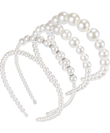 WILLBOND 4 Pieces Pearls Headbands Women White Faux Pearl Rhinestones Hairbands Bridal Hair Hoop Wedding Hair Accessories for Girls (Style Set 1) - Buy Online on GoSupps.com