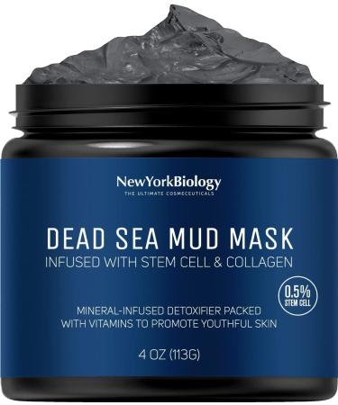 New York Biology Dead Sea Mud Mask for Face and Body with Stem Cell and Collagen - Spa Quality Pore Reducer for Acne, Blackheads and Oily Skin, Natural Skincare for Women, Men - Tightens Skin - 4 oz 4 Ounce (Pack of 1) Col…