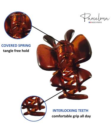 Parcelona French Classic 1 1/2 Inch Small Claw Clips Set of 3 - Tortoise Shell Brown - Made in France - Girls & Women Hair Accessories - Buy Online on GoSupps.com