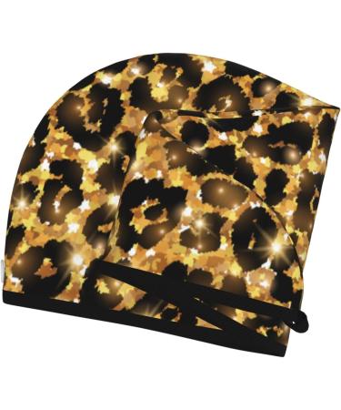 Gold Glitter Leopard Microfiber Hair Towel - Soft Super Absorbent Quick-Dry Wrap for Long Curly & Thick Hair - Buy Online on GoSupps.com