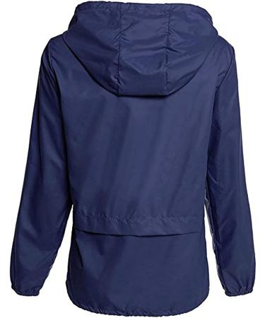 Ronony Womens Lightweight Hooded Rain Jacket - Windbreaker & Functional Softshell Outdoor Coat - Marine Blue - Buy Online on GoSupps.com