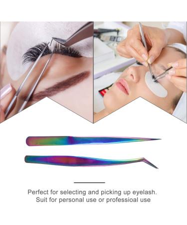 FOMIYES 1 Set Stainless Steel Eyelash Tweezers Precision Tweezers Curved Lash Tweezers Professional Tweezers Ladies Suits Lash Extension Tweezers Golden Clip Miss Fake Eyelashes 13X1cm Colorful - Buy Online on GoSupps.com