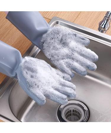Silicone Cleaning Gloves Magic Silicone Dish Washing Gloves for Kitchen Household Silicone Dishwashing Gloves 33x12cm Gray 1 pair - Buy Online on GoSupps.com