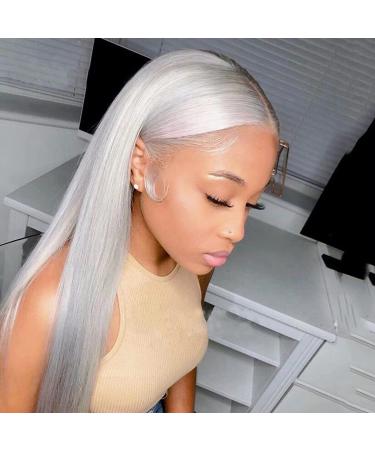 ANDRIA Gray Lace Front Wig - Long Straight Glueless Synthetic Wig with Baby Hair | Heat Resistant Fiber for Women - Buy Online on GoSupps.com