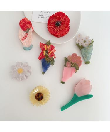 Poppy Flower Cellulose Acetate Hair Claw Clips for Women - Pack of 2 | Small Claw Clips - F10 - Buy Online on GoSupps.com