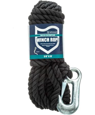 Attwood 11739-2 Poly Winch Rope | 3/8-Inch x 20-Feet | Steel Hook Included - Buy Online on GoSupps.com