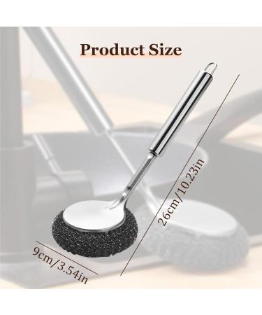 Stainless Steel Brush with Handle | Metal Dishwashing Supplies Brush | Multifunctional Stainless Steel Wool Cleaning Brush for Dishes Pots Stoves Frying Pans - Buy Online on GoSupps.com