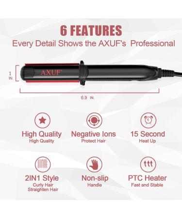 AXUF Mini Flat Iron 2-in-1: Travel Hair Straightener & Curler for Short Hair - 34 Inch - Buy Online on GoSupps.com