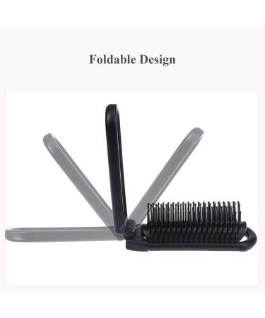 Ancable Folding Hair Brush with Mirror - Portable Pocket Size for Travel, Gym, Bag & Purse - Black - Buy Online on GoSupps.com