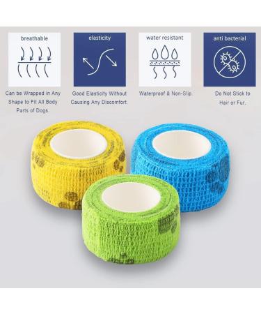 3-Piece Heart Pattern Vet Wrap Set - Self Adhesive Cohesive Bandage Tapes for Cats, Dogs, Horses - 1 x 177 Inch - Buy Online on GoSupps.com