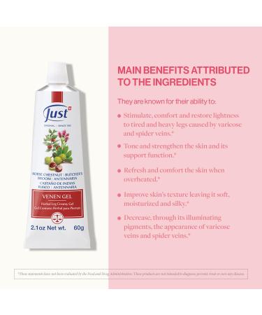 Swiss Just Original Horse Chestnut Gel 60g Herbal Relief for Tired & Swollen Legs | Varicose Veins Treatment with Wild Myrtle & Natural Ingredients - Buy Online on GoSupps.com