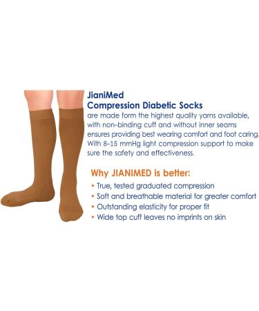 Compression Diabetic Socks - Knee High 8-15 Graduated Compression Soft Cushioned for Daily Use | Taiwan Excellence L/XL - Buy Online on GoSupps.com