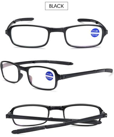 Vevesmundo Foldable Reading Glasses for Men & Women - Compact Diopter Options +1.0 to +4.0 Black Blue Light Filter - Buy Online on GoSupps.com