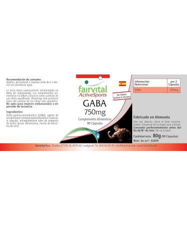 Fairvital | GABA 750mg - for 45 DAYS - 1500mg per daily dose - VEGAN - 90 capsules - -aminobutyric acid - Buy Online on GoSupps.com