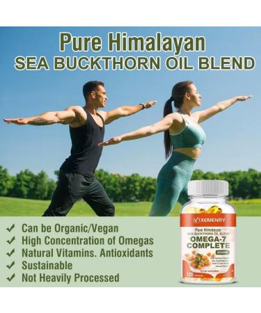 Omega-7 Complete 2000mg (120 capsules) Organic Sea Buckthorn Oil for Skin Hair and Nails - Buy Online on GoSupps.com