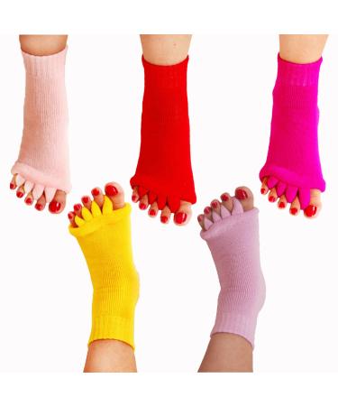 CAYTRE Bunion Relief Toe Socks 5/10Pairs Split-toe Bunion Socks Foot Alignment Socks Bunion Relief Sock With Toe Separators (5Pair-B Large) 5Pair-B Large