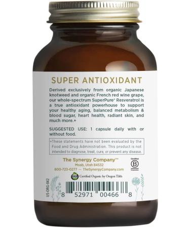 Pure Synergy Super Pure Resveratrol 60 Capsules - Antioxidant Support & Heart Health - Buy Online on GoSupps.com