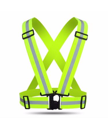 SPDTECH Reflective Running Gear Glow Belt Vest Band for Arm/Wrist/Waist/Leg, High Visibility Reflective Bands, Reflectors Armband for Men and Women Walking Running Cycling, PT Belt Safety Straps Green Vest
