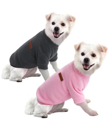 Hualisiji dog sweater fleece dog sweater large dogs sweatshirt warm and light with a soft texture easy to wear and light colors (3xl gray+pink) 3xl 2PCs gray+pink