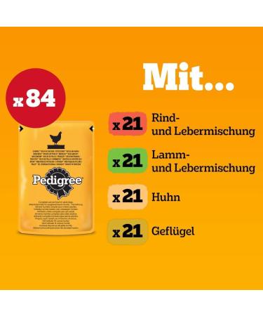 Pedigree Adult Dog Food Multipack in Jelly - 84 x 100g Portions 4 Varieties - Premium Water Feed for Adult Dogs - 8.4 kg - Buy Online on GoSupps.com