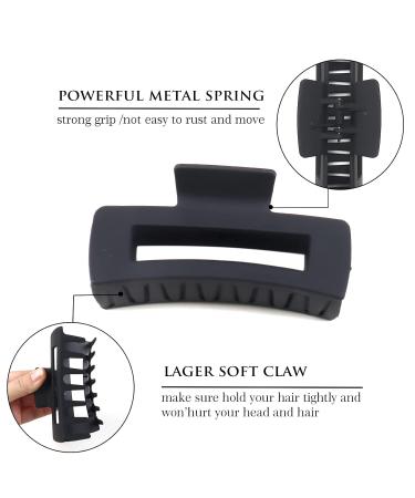 Kavya 4-Piece Large Non-Slip Hair Clips for Women | Plastic Angular Leopard Pattern Clips for Long Thick Hair - C Blue - Buy Online on GoSupps.com