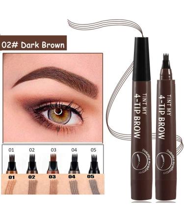 Microblading Eyebrow Pen - Professional 4-Point Pencil for Natural Looking, Waterproof Makeup with Gift - Dark Brown - Buy Online on GoSupps.com