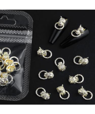 Dornail 10pcs Gold Lion Head Nail Charms - Retro Leopard Knocker 3D Alloy Nail Jewelry for Women - Nail Art Decorations & Accessories - Buy Online on GoSupps.com