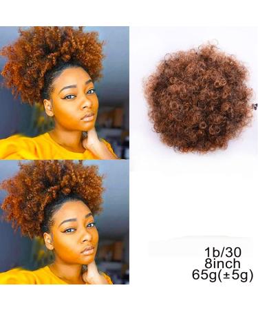 10 Inch High Puff Afro Curly Wig Ponytail | Synthetic Kinky Curly Hair Bun | Drawstring Clip In | Color 1B 30 | International Shipping Available - Buy Online on GoSupps.com