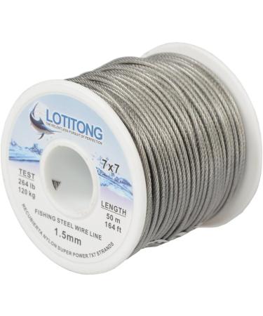 LOTITONG 50m 264lb Fishing Steel Wire Line 7x7 49 Strands Leader Coating Jigging Fish Line Stainless Steel 1.5mm - Buy Online on GoSupps.com