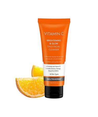 Neutriherbs Vitamin C Face Wash Daily Facial Cleanser with Aloe & Hyaluronic Acid| Clean Refresh Brighten and Balance Complexion| For All Skin Type 120ml 4 fl. oz Vitamin C - Even Skin Tone