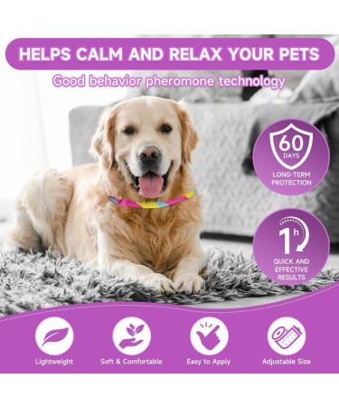 Woyamay Calm Collar for Dogs | Adjustable Sedative Collar for Fear & Stress Relief | Natural Pheromone Dog Collar | 60 Days Action | 2-Pack Rainbow Design - Buy Online on GoSupps.com