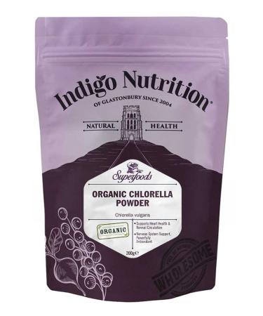 Indigo Herbs Organic Chlorella Powder 200g | Broken Cell Wall | Natural Vitamin B12 Chlorophyll & Protein Supplement 200 g (Pack of 1)