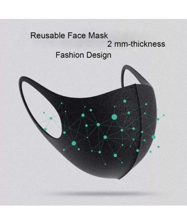 6-Pack Reusable Fashion Sponge Face Masks - Breathable, Anti-Dust, Elastic Ear Loop - 3 Black, 3 Grey - Buy Online on GoSupps.com