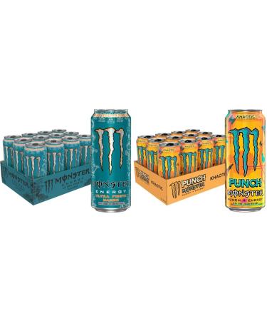 Monster Energy Zero Ultra Fiesta 473mL Cans Pack of 12 & Khaotic 473 mL (Pack of 12) Orange
