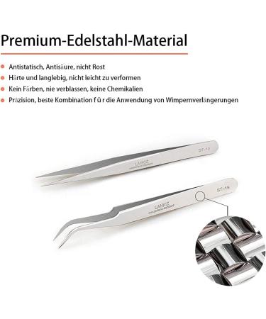 Professional 5-Piece Stainless Steel Eyelash Tweezers Set - Straight & Curved for Extensions & Nail Design | International Shipping - Buy Online on GoSupps.com
