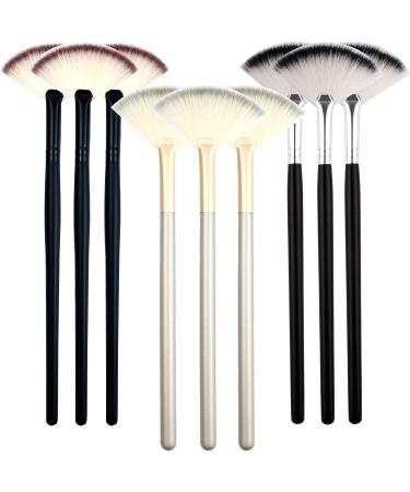 9 Pieces Fan Brushes for Facials Soft Face Mask Brush Acid Applicator Brush Cosmetic Makeup Skincare Tools for Mud Cream (Champagne Black)