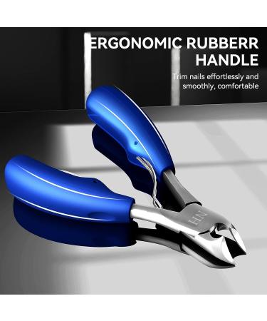 Professional Toe Nail Clippers for Thick Nails - Stainless Steel Curved Blade for Seniors - Ideal for Ingrown Toenails - Blue - Buy Online on GoSupps.com