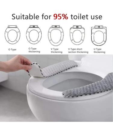 2 Pairs Plush Warm Toilet Seat Cover Mat Non Slip Soft Cushion - Grey - Buy Online on GoSupps.com