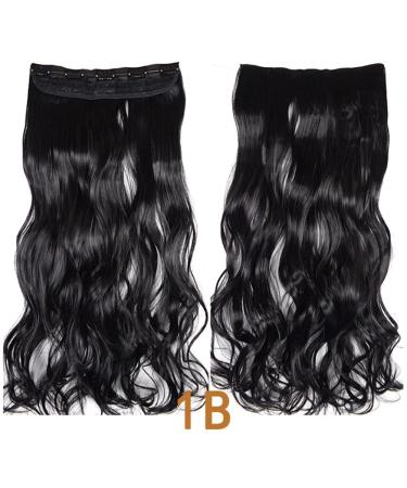 Iluu Women's Off Black Synthetic Hair Clip-On Extensions - 24 Long Curly 5 Clips 100g - Natural Black #1B - Buy Online on GoSupps.com