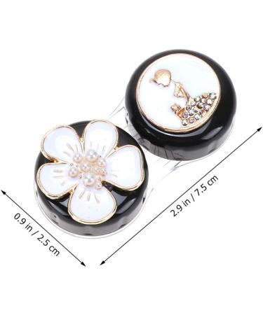 ARTIBETTER 2 Pairs Contact Lens Box Kit | Rhinestone Flower Pattern Travel Case | Portable Storage for Lenses - Buy Online on GoSupps.com